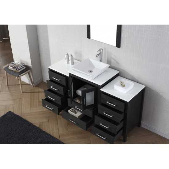 Dior 60" Single Bath Vanity in Zebra Gray with White Engineered Stone Top and Square Sink and Matching Mirror