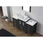 Dior 60" Single Bath Vanity in Zebra Gray with White Engineered Stone Top and Square Sink with Brushed Nickel Faucet and Mirr