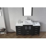 Dior 60" Single Bath Vanity in Zebra Gray with White Engineered Stone Top and Square Sink with Brushed Nickel Faucet and Mirr