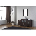 Dior 60" Single Bath Vanity in Espresso with White Marble Top and Square Sink with Brushed Nickel Faucet and Matching Mirror