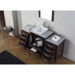 Dior 60" Single Bath Vanity in Espresso with White Marble Top and Square Sink with Brushed Nickel Faucet and Matching Mirror