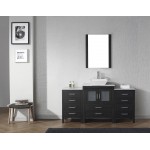 Dior 60" Single Bath Vanity in Zebra Gray with White Marble Top and Square Sink and Matching Mirror