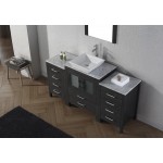 Dior 60" Single Bath Vanity in Zebra Gray with White Marble Top and Square Sink and Matching Mirror