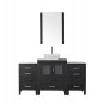 Dior 60" Single Bath Vanity in Zebra Gray with White Marble Top and Square Sink with Brushed Nickel Faucet and Matching Mirro
