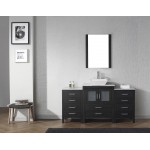 Dior 60" Single Bath Vanity in Zebra Gray with White Marble Top and Square Sink with Brushed Nickel Faucet and Matching Mirro
