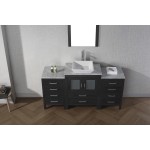 Dior 60" Single Bath Vanity in Zebra Gray with White Marble Top and Square Sink with Brushed Nickel Faucet and Matching Mirro