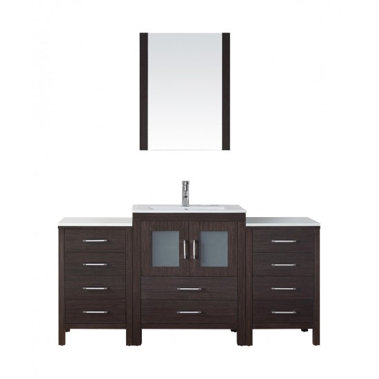 Dior 64" Single Bath Vanity in Espresso and Square Sink and Matching Mirror