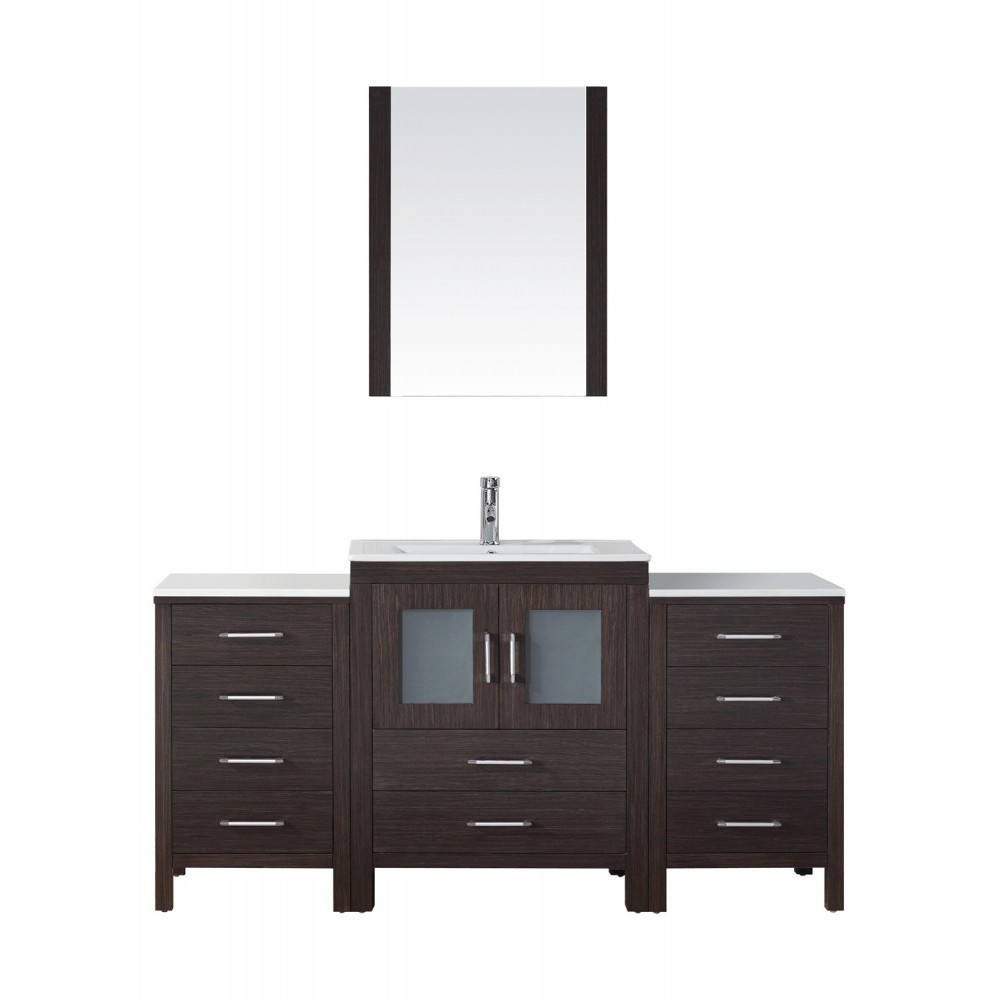 Dior 64" Single Bath Vanity in Espresso and Square Sink and Matching Mirror