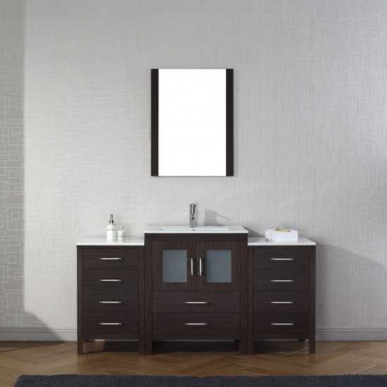 Dior 64" Single Bath Vanity in Espresso and Square Sink and Matching Mirror