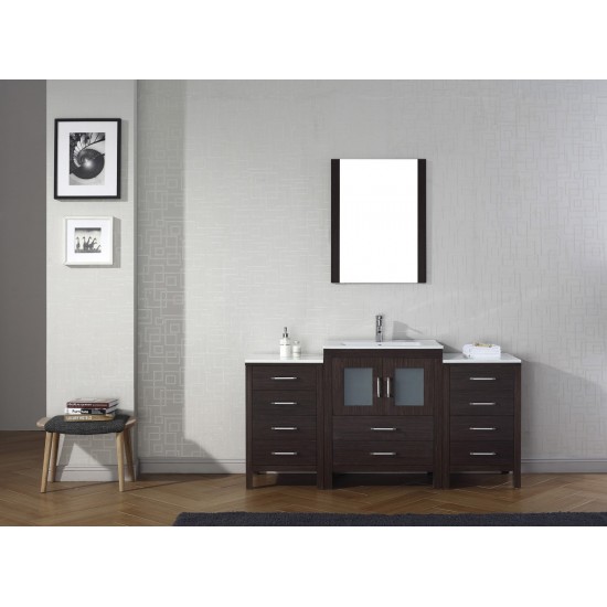 Dior 64" Single Bath Vanity in Espresso and Square Sink and Matching Mirror