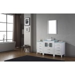 Dior 64" Single Bath Vanity in White and Square Sink and Matching Mirror
