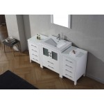 Dior 64" Single Bath Vanity in White and Square Sink and Matching Mirror