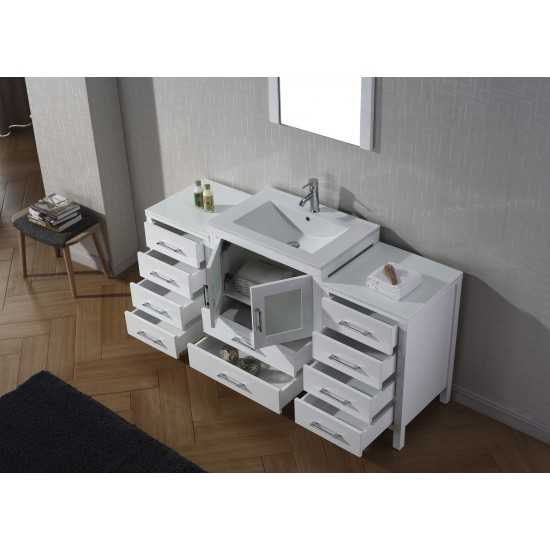 Dior 64" Single Bath Vanity in White and Square Sink and Matching Mirror