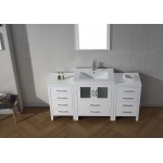 Dior 64" Single Bath Vanity in White and Square Sink and Matching Mirror