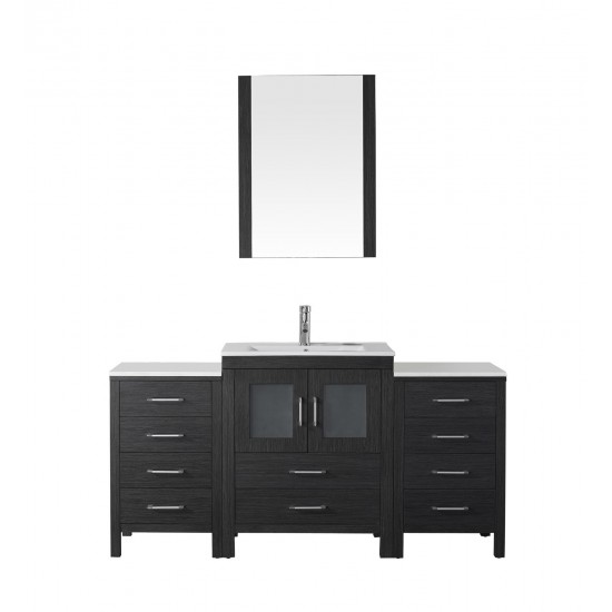 Dior 64" Single Bath Vanity in Zebra Gray and Square Sink and Matching Mirror