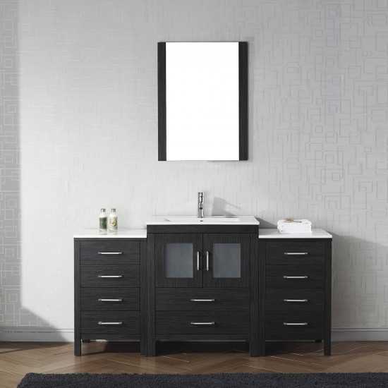 Dior 64" Single Bath Vanity in Zebra Gray and Square Sink and Matching Mirror