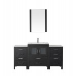 Dior 64" Single Bath Vanity in Zebra Gray and Square Sink with Brushed Nickel Faucet and Matching Mirror