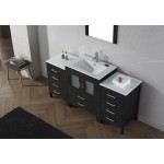 Dior 64" Single Bath Vanity in Zebra Gray and Square Sink with Brushed Nickel Faucet and Matching Mirror