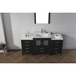 Dior 64" Single Bath Vanity in Zebra Gray and Square Sink with Brushed Nickel Faucet and Matching Mirror