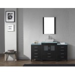 Dior 64" Single Bath Vanity in Zebra Gray with Green Glass Top and Square Sink with Brushed Nickel Faucet and Matching Mirror