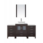 Dior 64" Single Bath Vanity in Espresso with White Engineered Stone Top and Square Sink and Matching Mirror