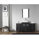 Dior 64" Single Bath Vanity in Zebra Gray with White Engineered Stone Top and Square Sink and Matching Mirror