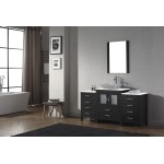 Dior 64" Single Bath Vanity in Zebra Gray with White Engineered Stone Top and Square Sink and Matching Mirror