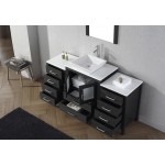 Dior 64" Single Bath Vanity in Zebra Gray with White Engineered Stone Top and Square Sink and Matching Mirror