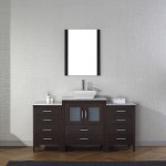 Dior 64" Single Bath Vanity in Espresso with White Marble Top and Square Sink and Matching Mirror