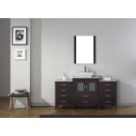 Dior 64" Single Bath Vanity in Espresso with White Marble Top and Square Sink with Brushed Nickel Faucet and Matching Mirror