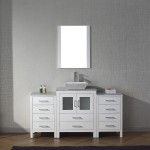 Dior 64" Single Bath Vanity in White with White Marble Top and Square Sink with Brushed Nickel Faucet and Matching Mirror