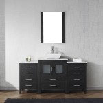 Dior 64" Single Bath Vanity in Zebra Gray with White Marble Top and Square Sink with Brushed Nickel Faucet and Matching Mirro