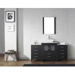 Dior 64" Single Bath Vanity in Zebra Gray with White Marble Top and Square Sink with Brushed Nickel Faucet and Matching Mirro