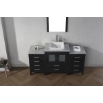 Dior 64" Single Bath Vanity in Zebra Gray with White Marble Top and Square Sink with Brushed Nickel Faucet and Matching Mirro