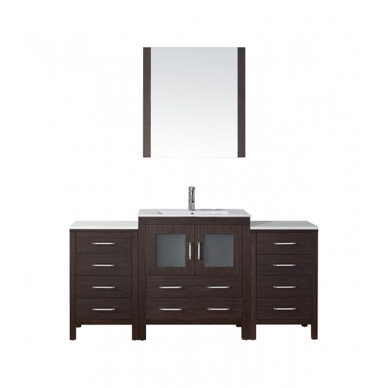 Dior 66" Single Bath Vanity in Espresso and Square Sink and Matching Mirror