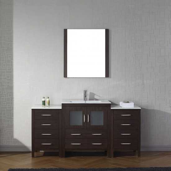 Dior 66" Single Bath Vanity in Espresso and Square Sink and Matching Mirror