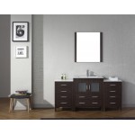 Dior 66" Single Bath Vanity in Espresso and Square Sink and Matching Mirror