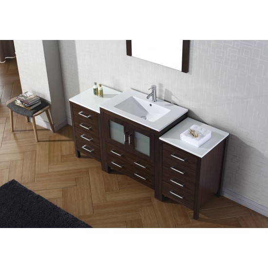 Dior 66" Single Bath Vanity in Espresso and Square Sink and Matching Mirror