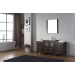 Dior 66" Single Bath Vanity in Espresso and Square Sink with Brushed Nickel Faucet and Matching Mirror