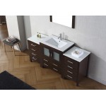 Dior 66" Single Bath Vanity in Espresso and Square Sink with Brushed Nickel Faucet and Matching Mirror