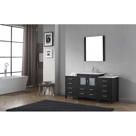 Dior 66" Single Bath Vanity in Zebra Gray and Square Sink and Matching Mirror