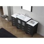 Dior 66" Single Bath Vanity in Zebra Gray and Square Sink and Matching Mirror