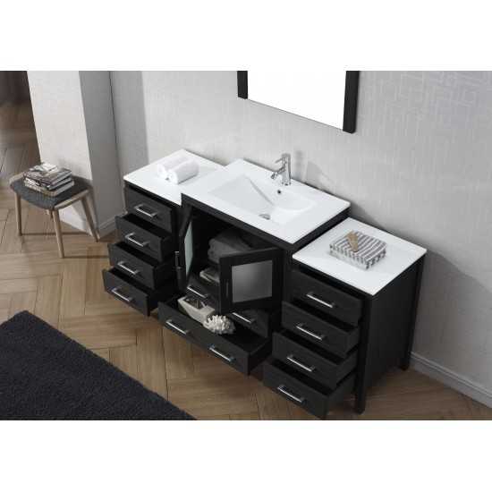 Dior 66" Single Bath Vanity in Zebra Gray and Square Sink and Matching Mirror