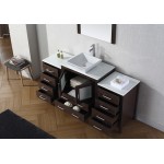 Dior 66" Single Bath Vanity in Espresso with White Engineered Stone Top and Square Sink and Matching Mirror