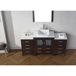 Dior 66" Single Bath Vanity in Espresso with White Engineered Stone Top and Square Sink and Matching Mirror