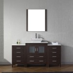 Dior 66" Single Bath Vanity in Espresso with White Engineered Stone Top and Square Sink with Brushed Nickel Faucet and Mirror