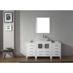 Dior 66" Single Bath Vanity in White with White Engineered Stone Top and Square Sink and Matching Mirror