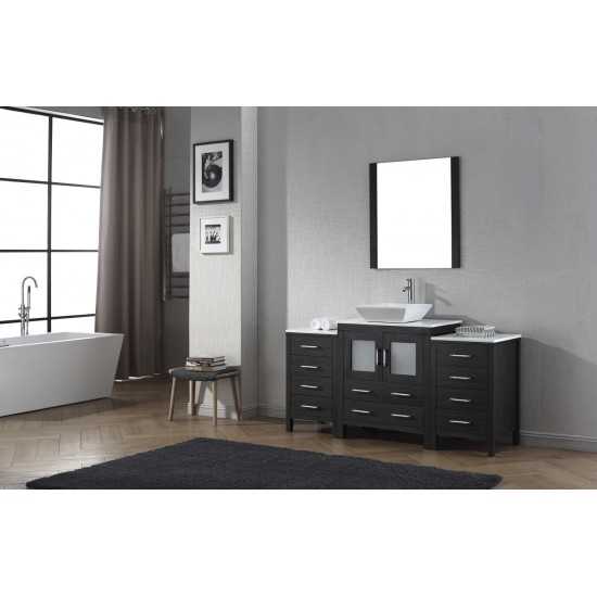 Dior 66" Single Bath Vanity in Zebra Gray with White Engineered Stone Top and Square Sink and Matching Mirror