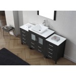 Dior 66" Single Bath Vanity in Zebra Gray with White Engineered Stone Top and Square Sink and Matching Mirror