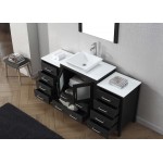 Dior 66" Single Bath Vanity in Zebra Gray with White Engineered Stone Top and Square Sink and Matching Mirror